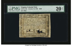 image for: Virginia October 16, 1780 $200 PMG Very Fine 20 Net....