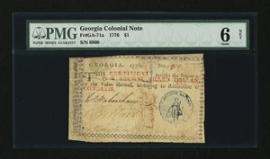 image for: Georgia 1776 $1 PMG Good 6 Net....