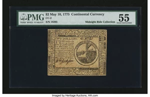 image for: Continental Currency May 10, 1775 $2 PMG About Uncirculated 55....