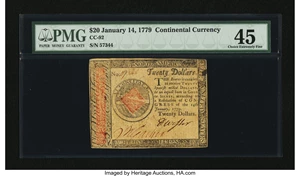 image for: Continental Currency January 14, 1779 $20 PMG Choice Extremely Fine 45....