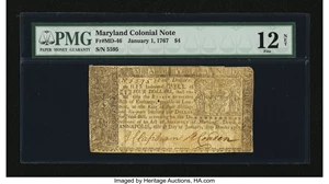 image for: Maryland January 1, 1767 $4 PMG Fine 12 Net....