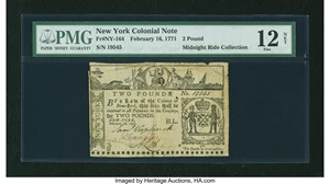 image for: New York February 16, 1771 £2 PMG Fine 12 Net....