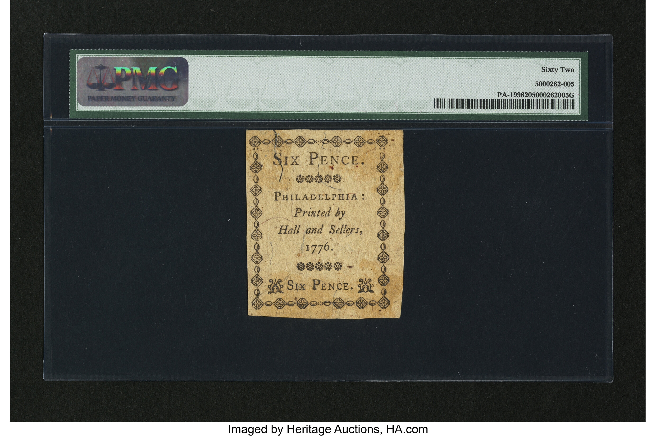 image for: Pennsylvania April 25, 1776 6d PMG Uncirculated 62....