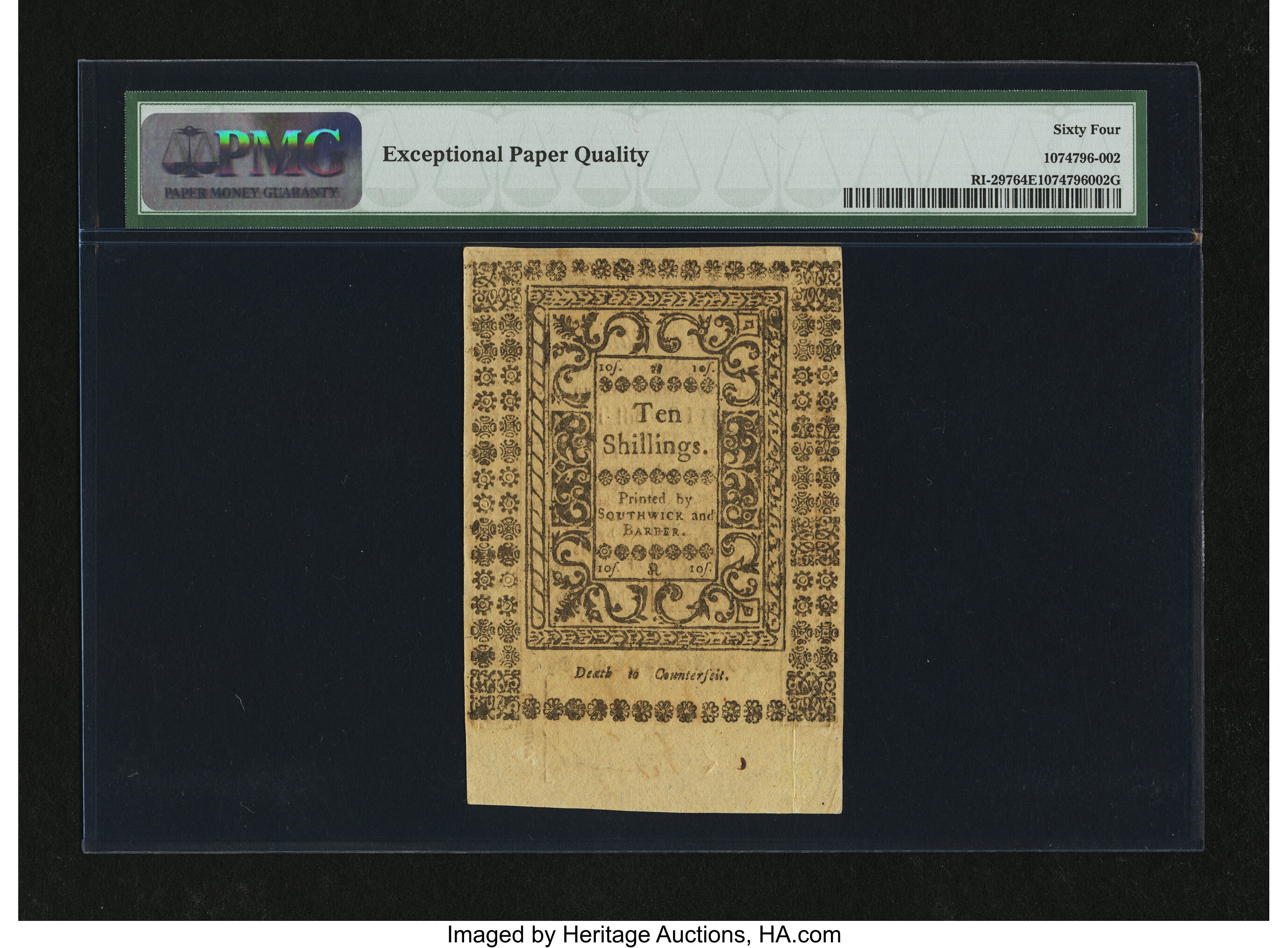 image for: Rhode Island May 1786 10s PMG Choice Uncirculated 64 EPQ....