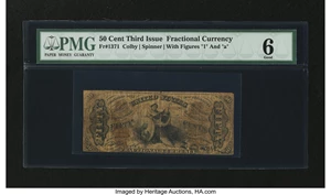 image for: Fr. 1371 50¢ Third Issue Justice PMG Good 6....