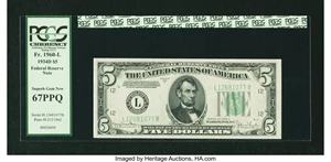 image for: Fr. 1960-L $5 1934D Federal Reserve Note. PCGS Superb Gem New 67PPQ....