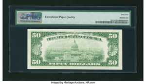 image for: Fr. 2111-B* $50 1950D Federal Reserve Note. PMG Gem Uncirculated 65 EPQ....