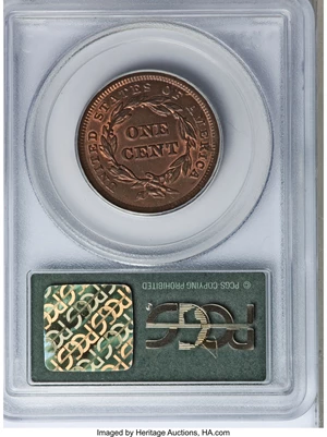 image for: 1841 1C MS63 Red and Brown PCGS....