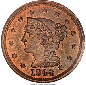 image for: 1844 1C MS64 Red and Brown PCGS....