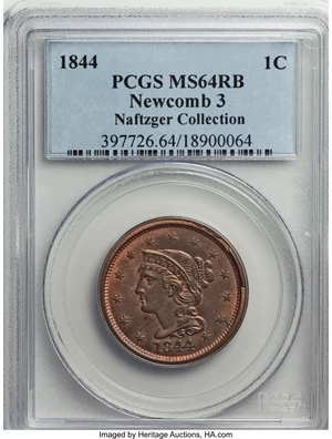 image for: 1844 1C MS64 Red and Brown PCGS....