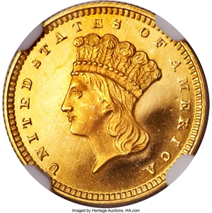 image for: 1856 G$1 Slanted 5 PR66 ★ Ultra Cameo NGC. CAC....