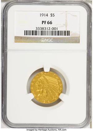 image for: 1914 $5 PR66 NGC....