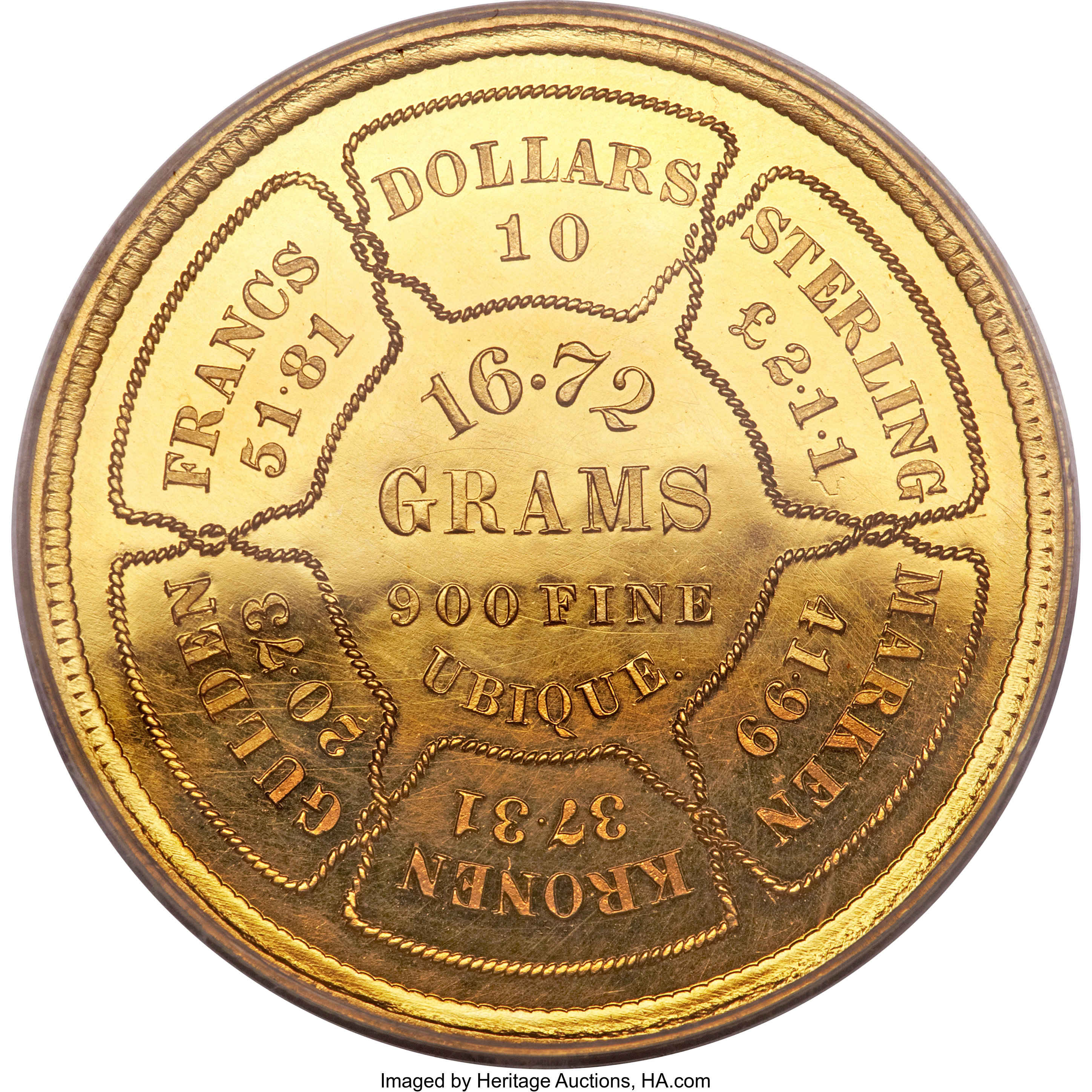 image for: 1874 $10 Bickford Ten Dollar, Judd-1373, Pollock-1518, R.8, PR65 Deep Cameo PCGS....