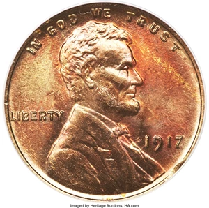 image for: 1917 1C Doubled Die Obverse MS65 Red and Brown PCGS....