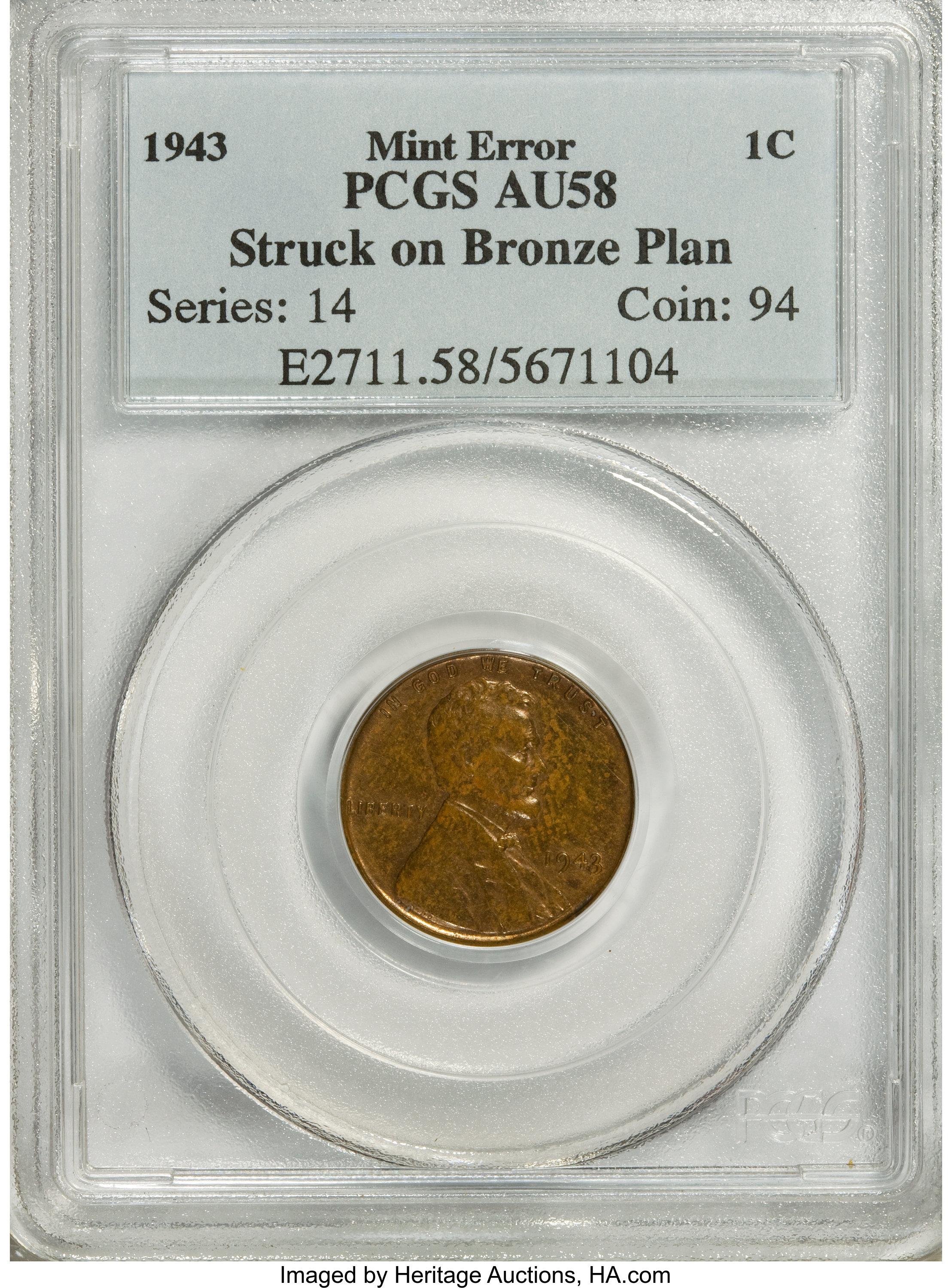 1943 1c Bronze MS BN AU58 BN CAC thumbnail 11