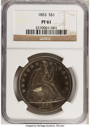 image for: 1853 $1 Restrike PR61 NGC....