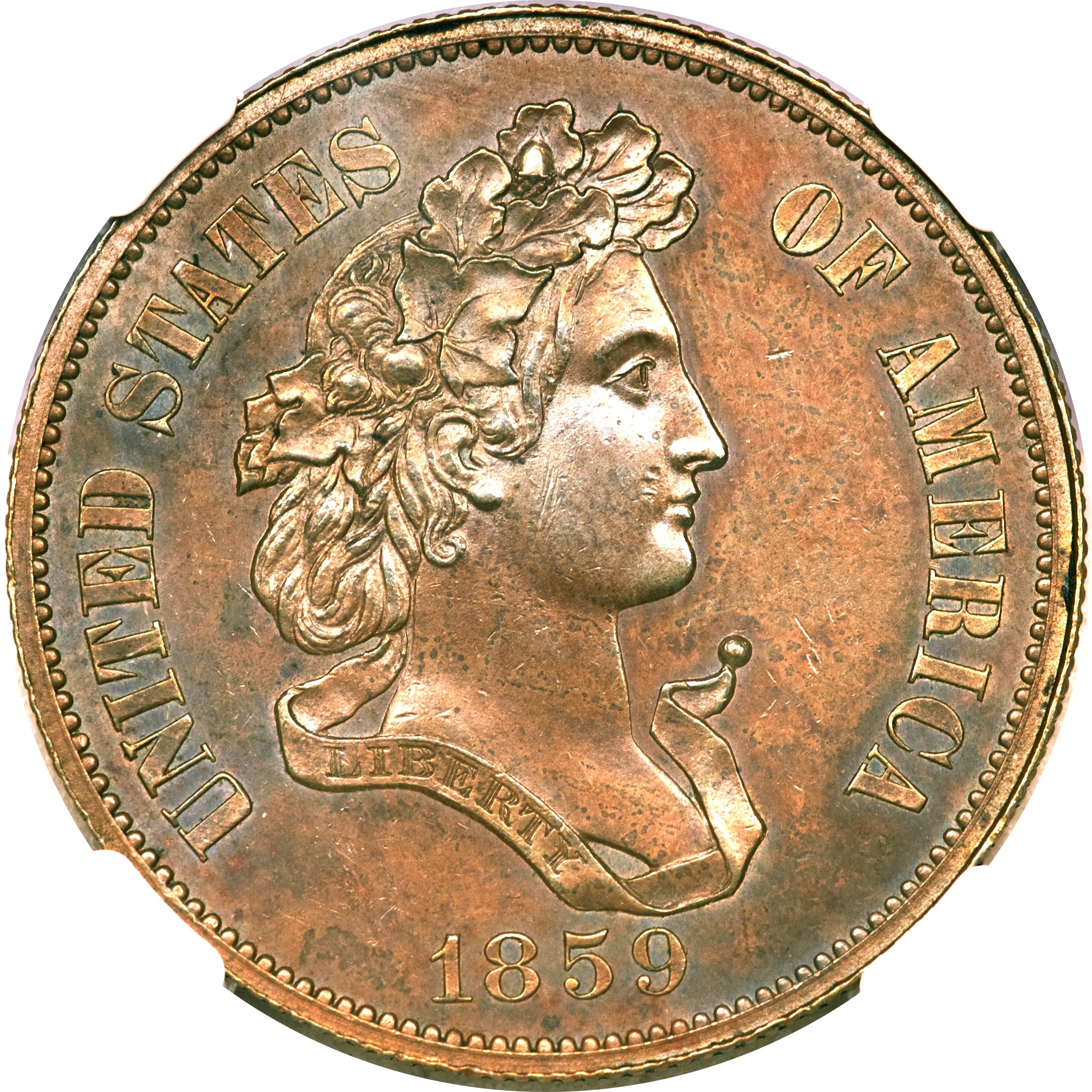 image for: 1859 P50C Half Dollar, Judd-238, Pollock-294, R.5, PR63 Brown NGC. CAC....