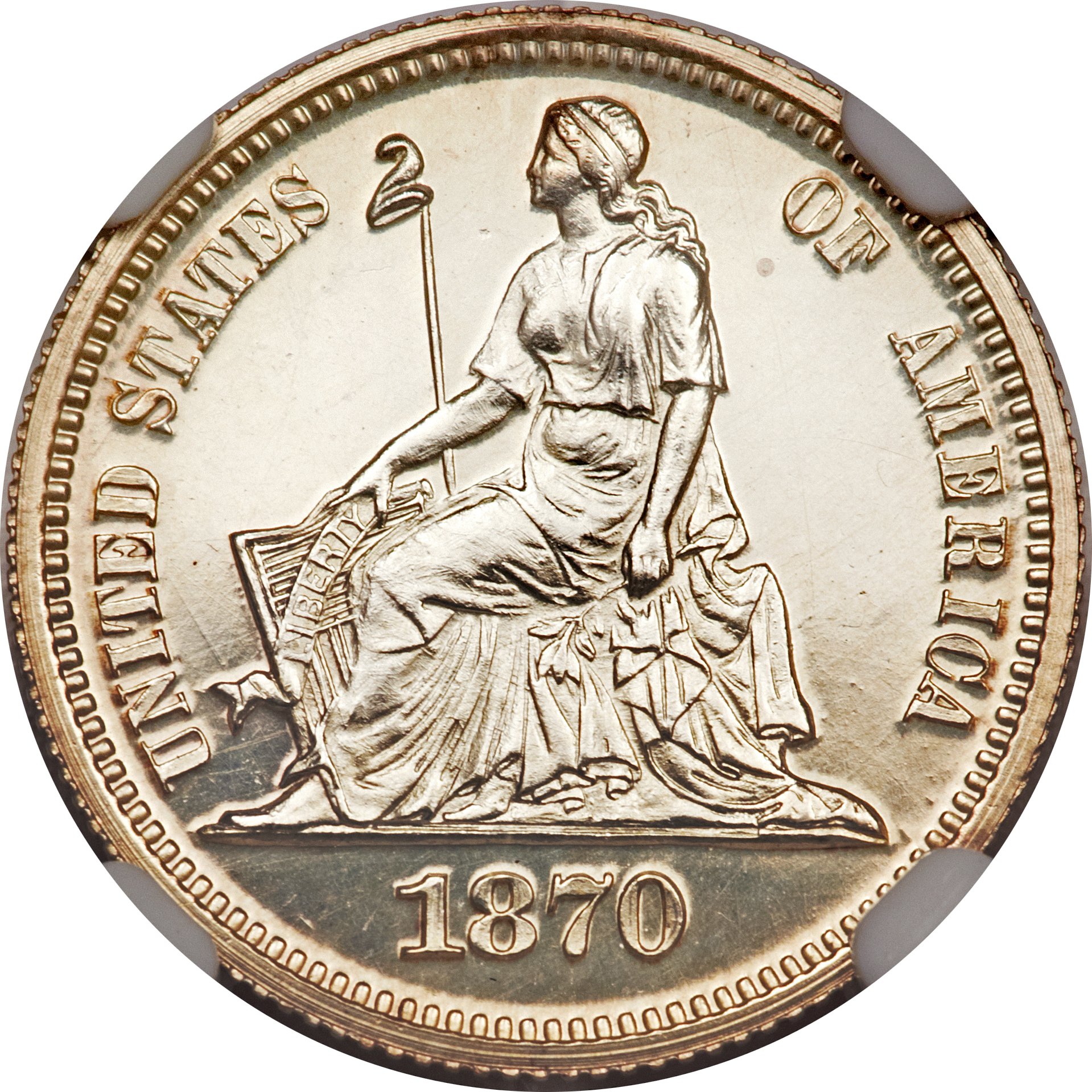 image for: 1870 10C Ten Cents, Judd-831, Pollock-921, High R.6, PR64 NGC....