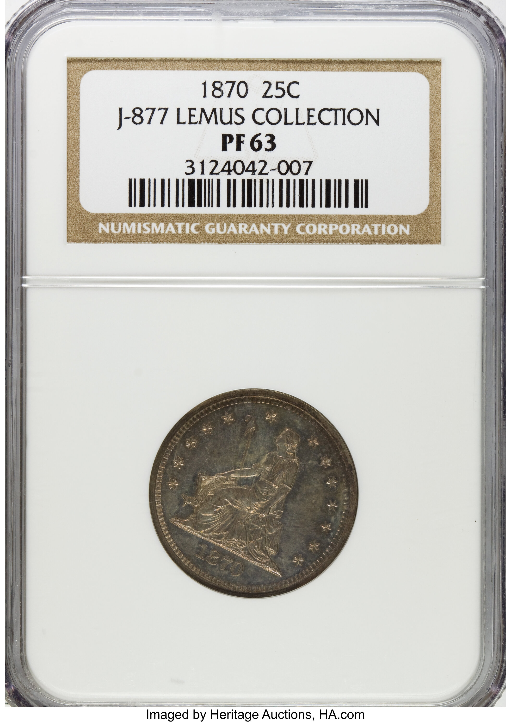 image for: 1870 25C Standard Silver Quarter Dollar, Judd-877, Pollock-974, Low R.7, PR63 NGC....