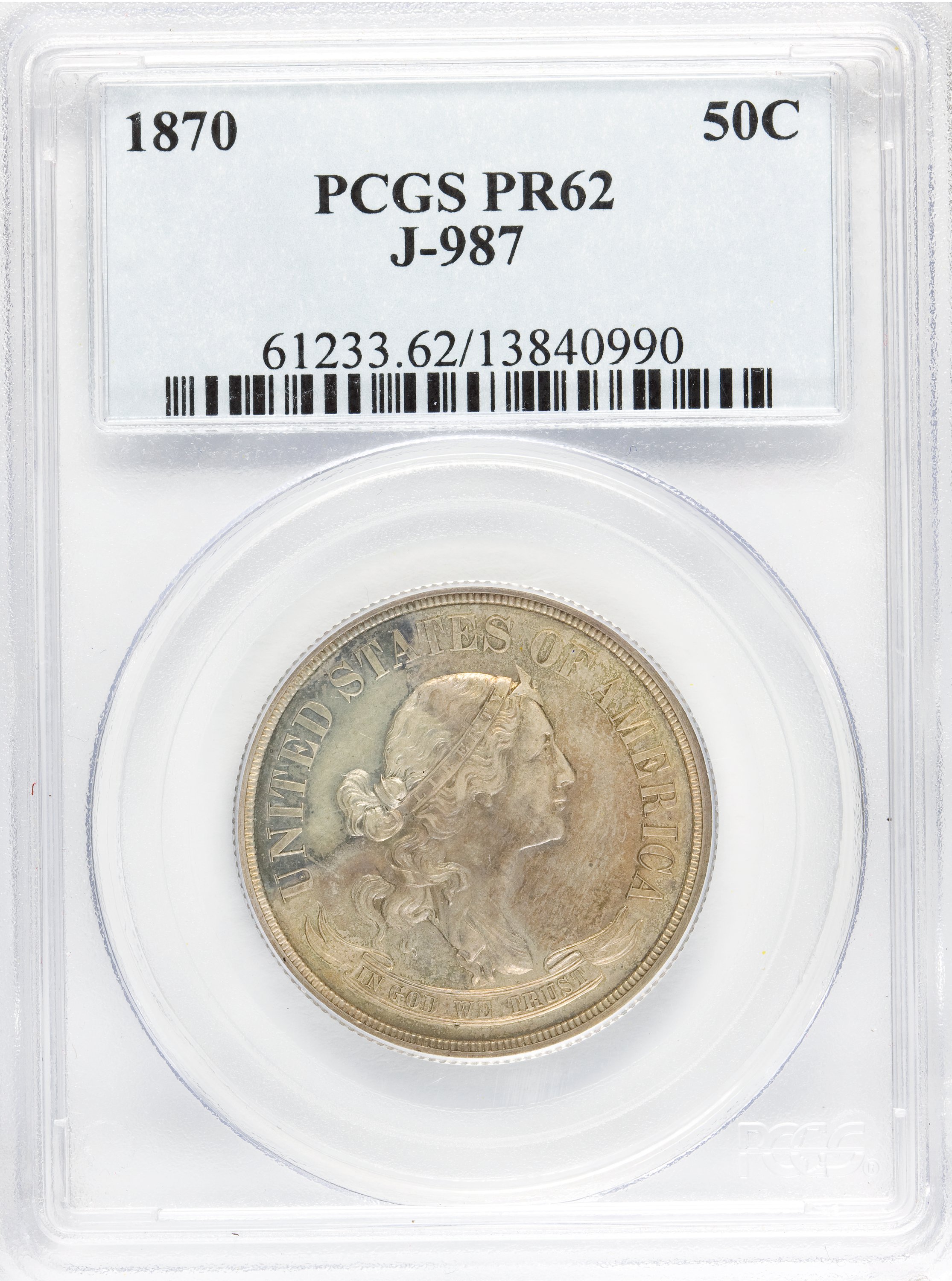 image for: 1870 50C Standard Silver Half Dollar, Judd-957, Pollock-1108, R.5, PR62 PCGS....