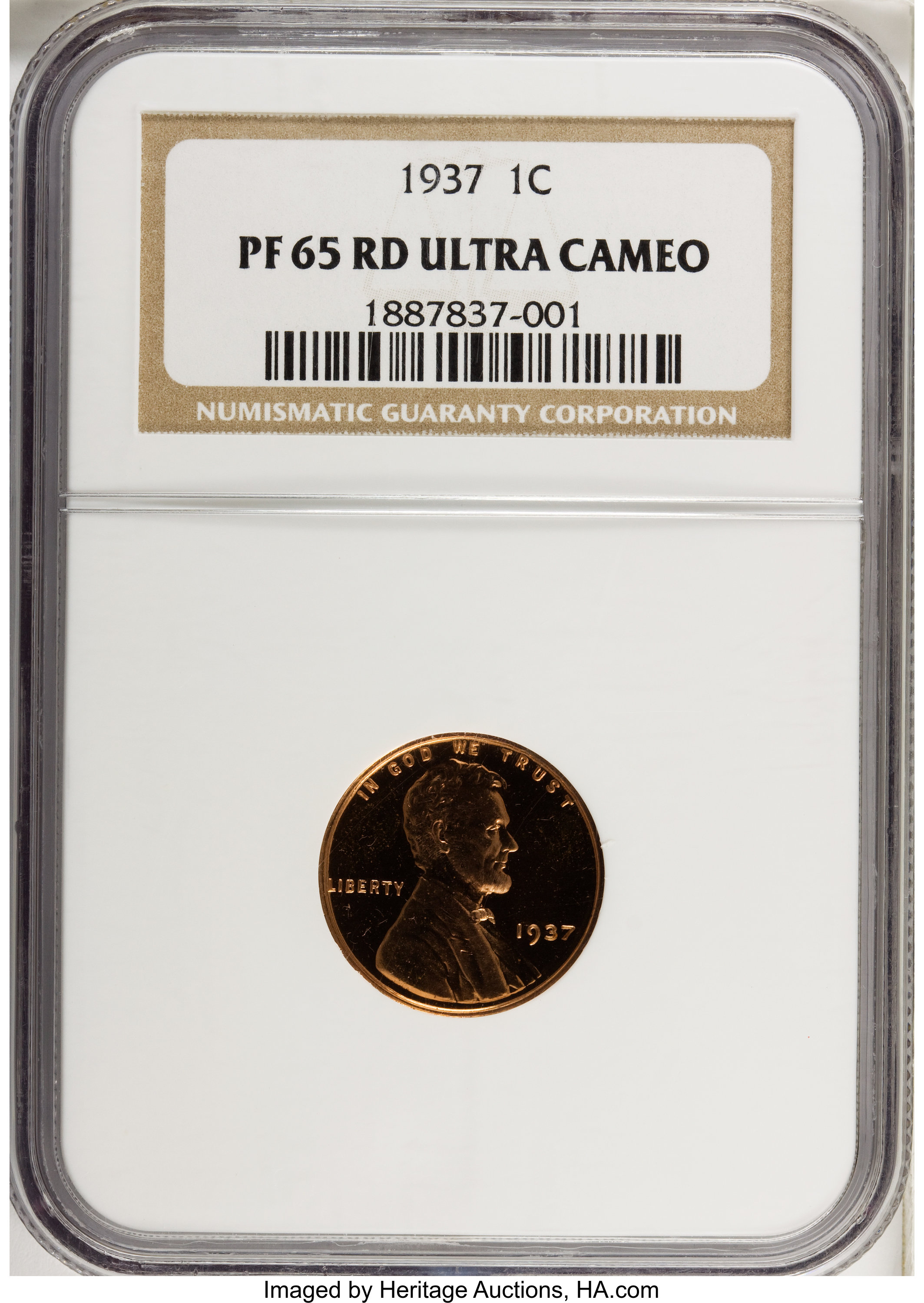 image for: 1937 1C PR65 Red Ultra Cameo NGC....