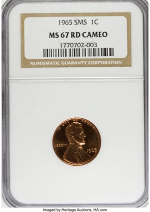 image for: 1965 1C SMS MS67 Red Cameo NGC. NGC Census: (9/0). PCGS Population (1/0). (#83290)...