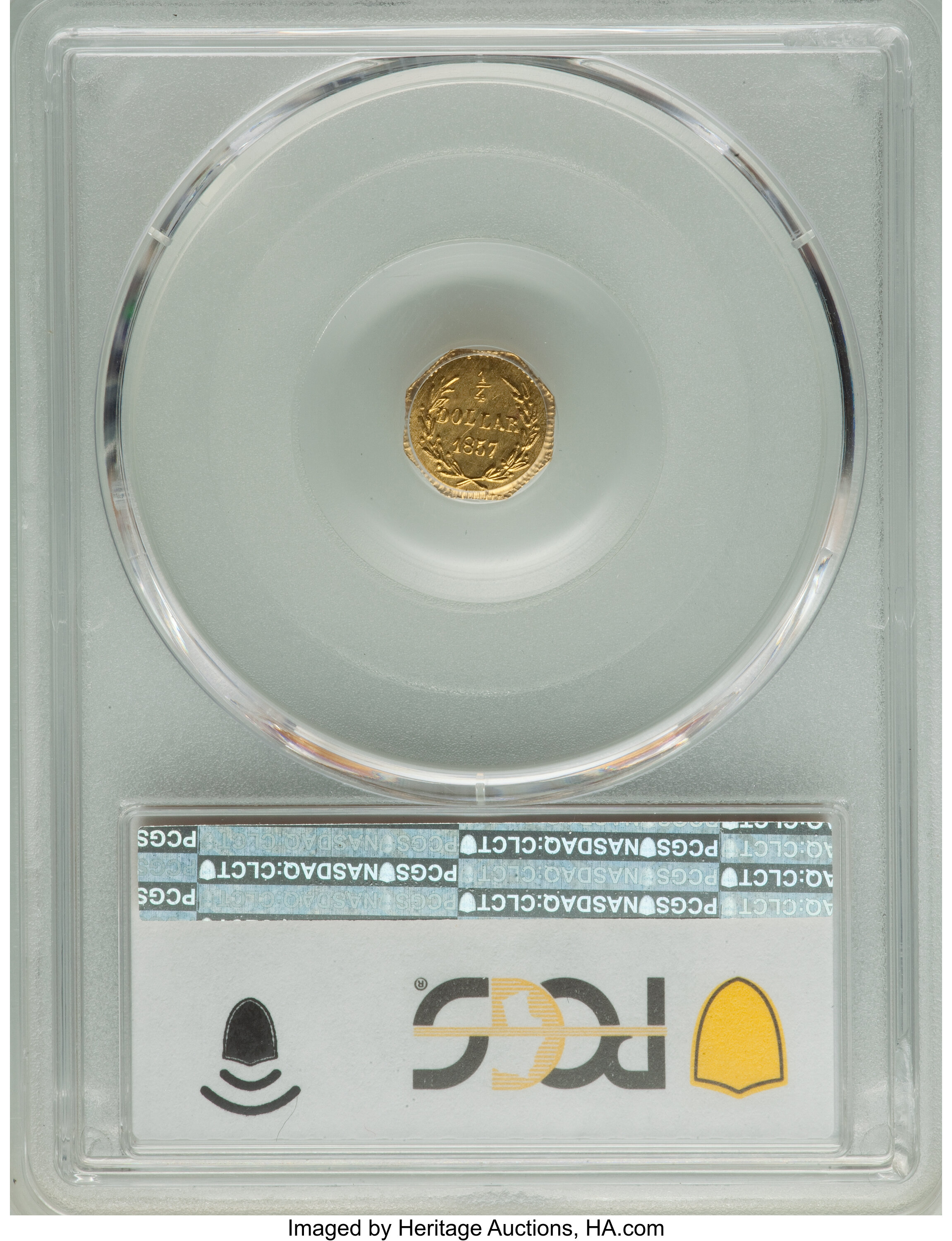 image for: 1857 25C BG-1301A - Restrike MS64 PCGS. PCGS Population: (15/14 and 0/1+). NGC Census: (0/0 and 0/0+). CDN: $130 Whsle. Bid...