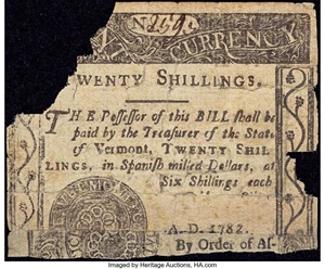 image for: Vermont February 1781 20s Poor....