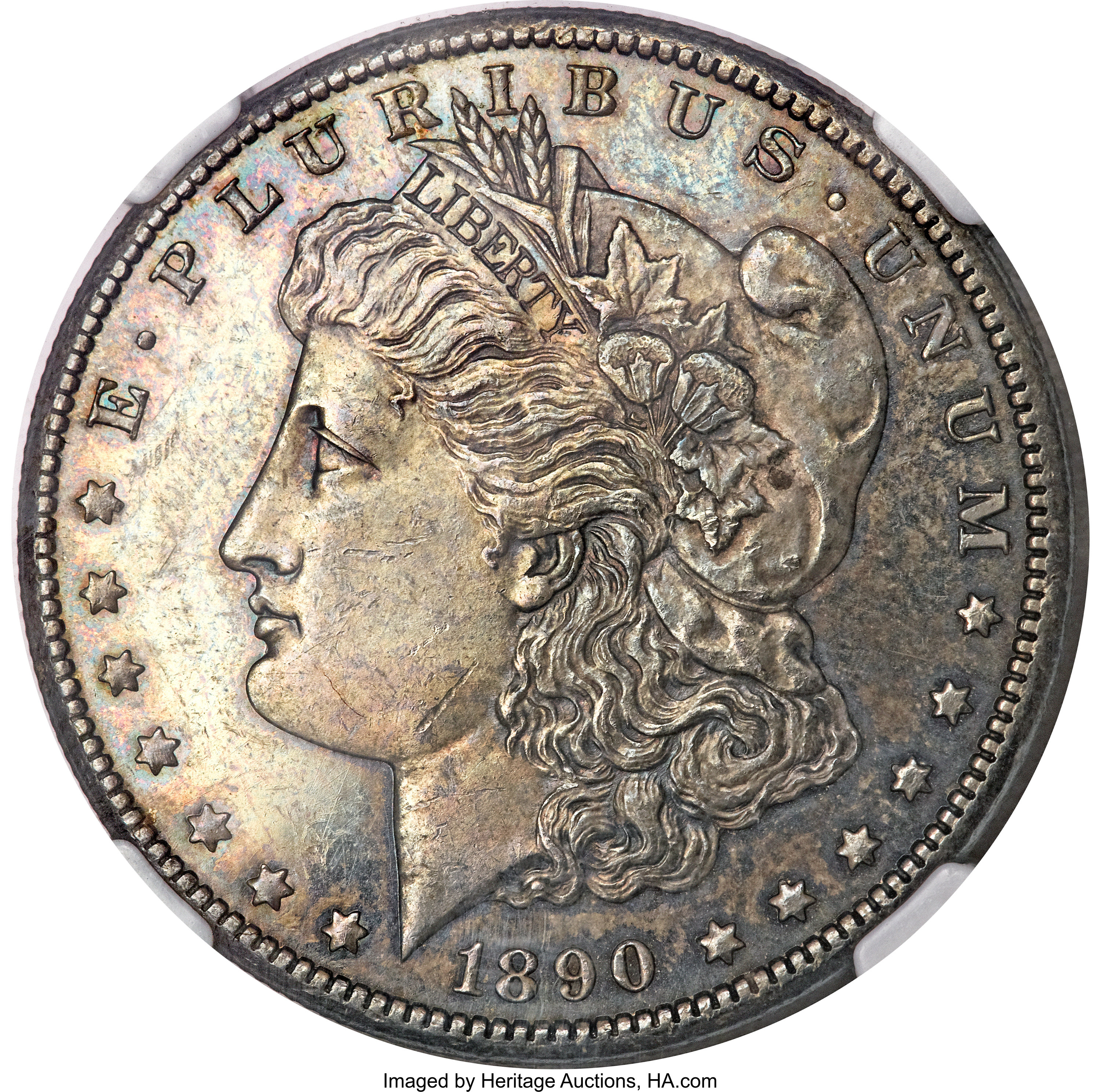 image for: 1890-CC $1 Tail Bar MS62 Prooflike NGC....