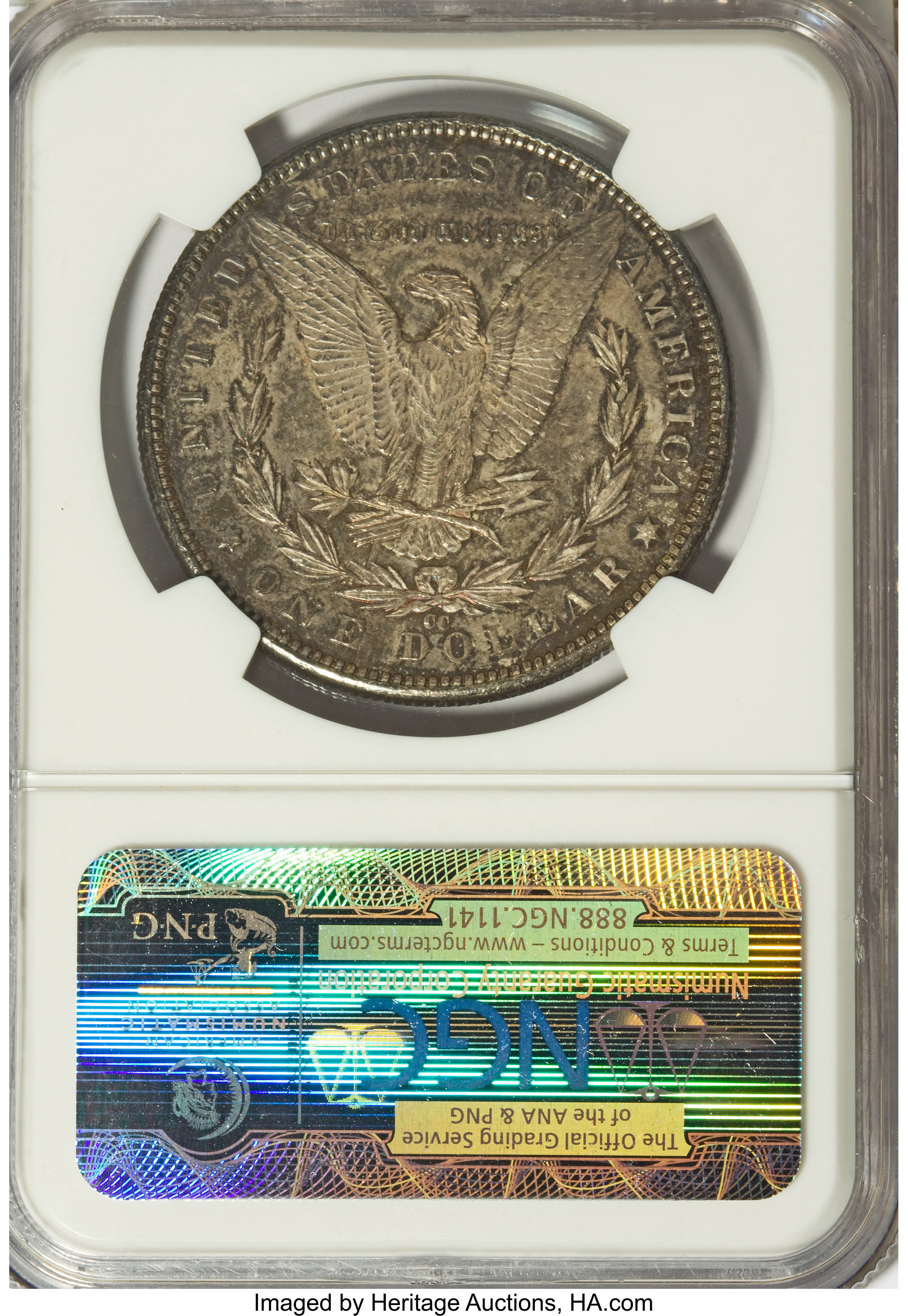 image for: 1890-CC $1 Tail Bar MS62 Prooflike NGC....