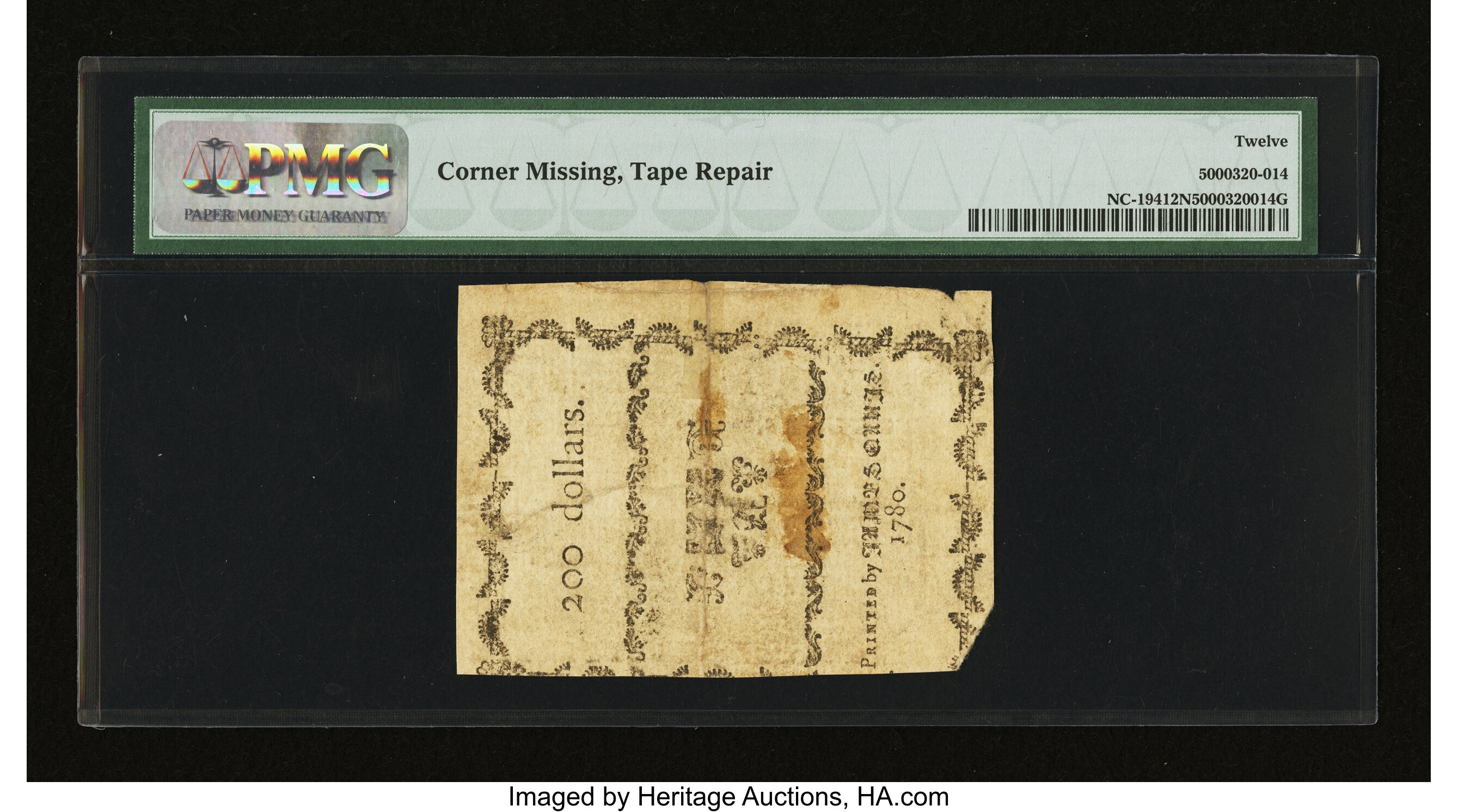 image for: North Carolina May 10, 1780 $200 PMG Fine Net 12....