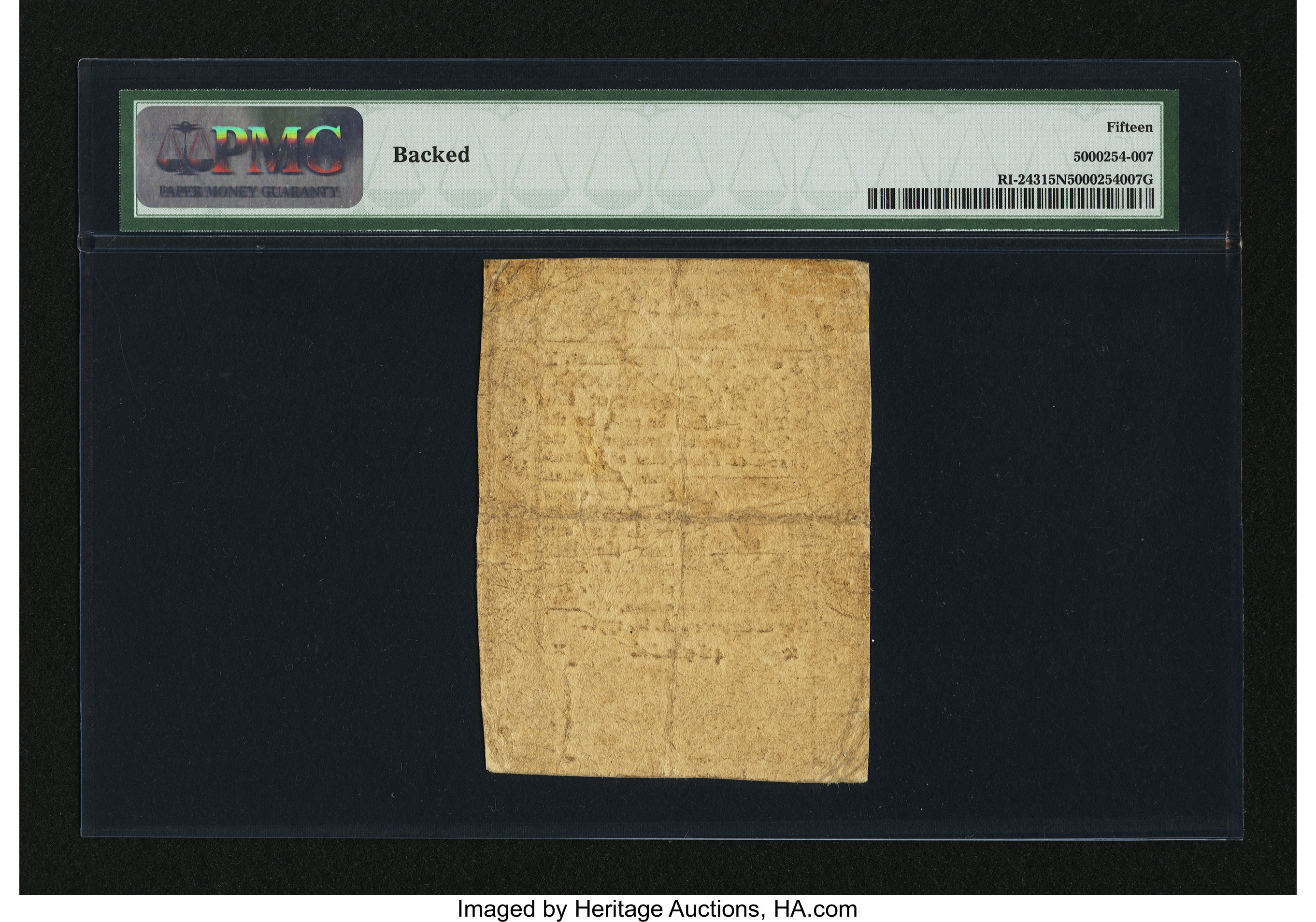 image for: Rhode Island September 5, 1776 $1/4 PMG Choice Fine 15 Net....
