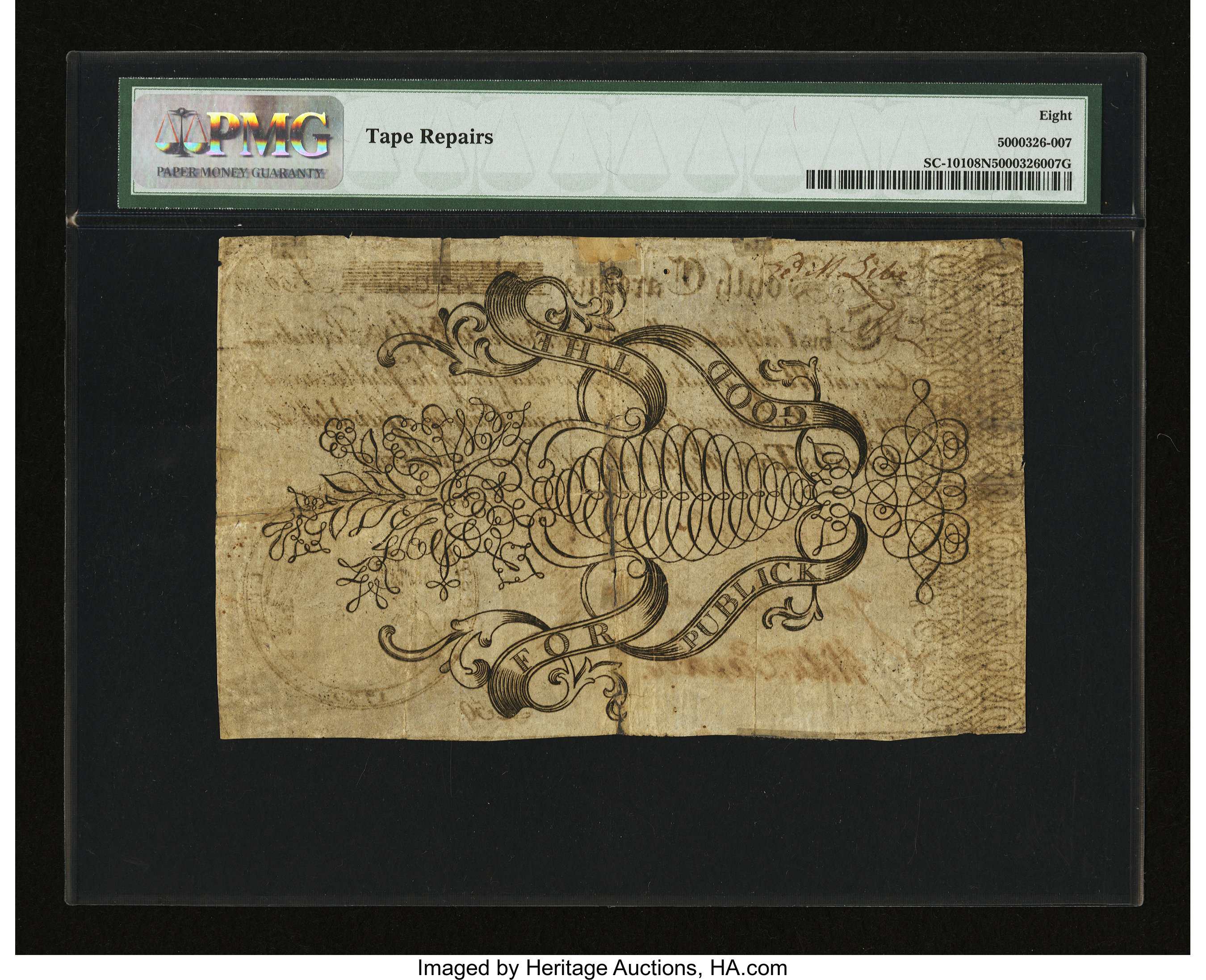 image for: South Carolina June 1, 1775 £50 PMG Very Good 8 Net....