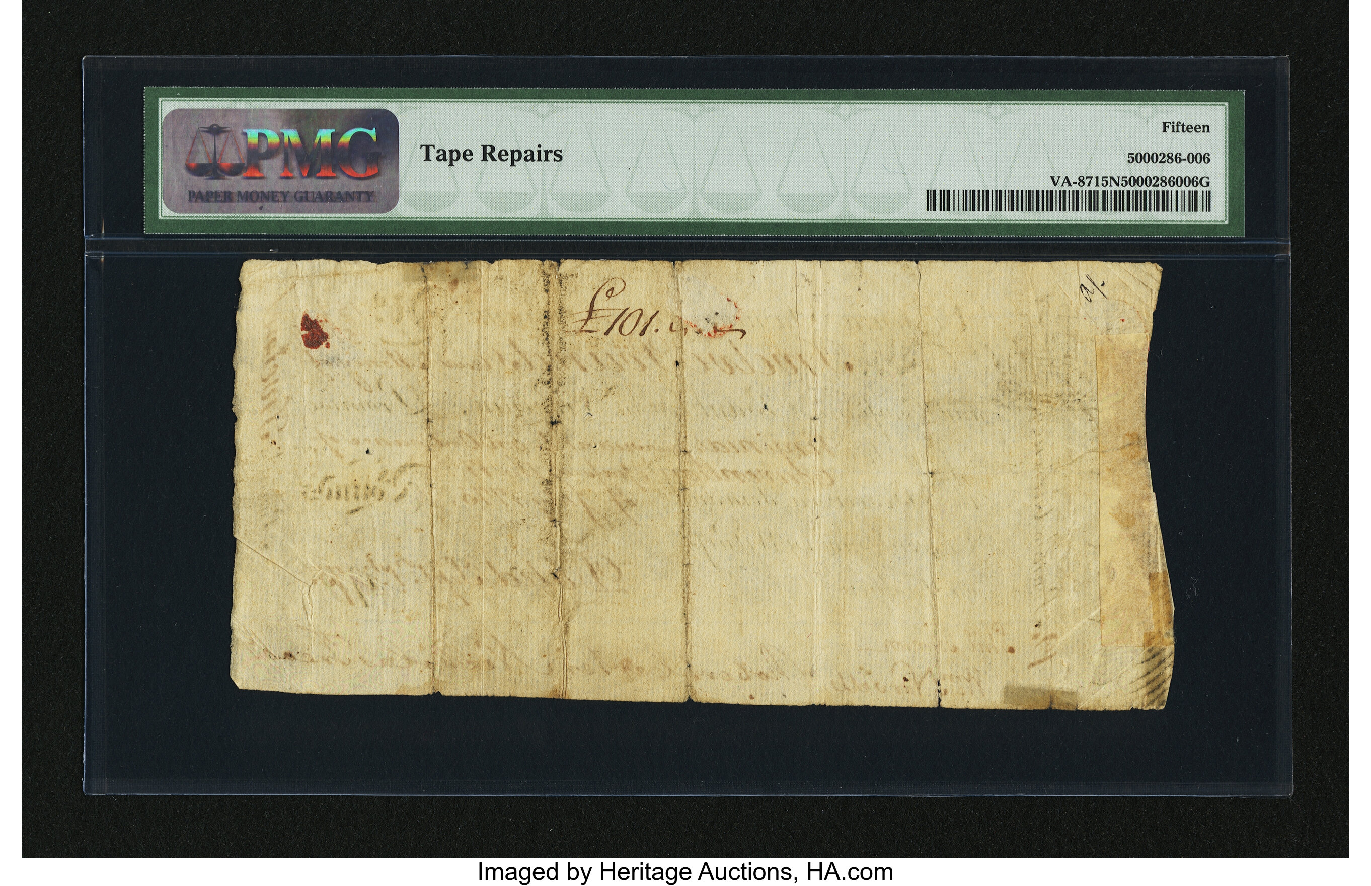 image for: Virginia September 1, 1775 £12 PMG Choice Fine 15 Net....