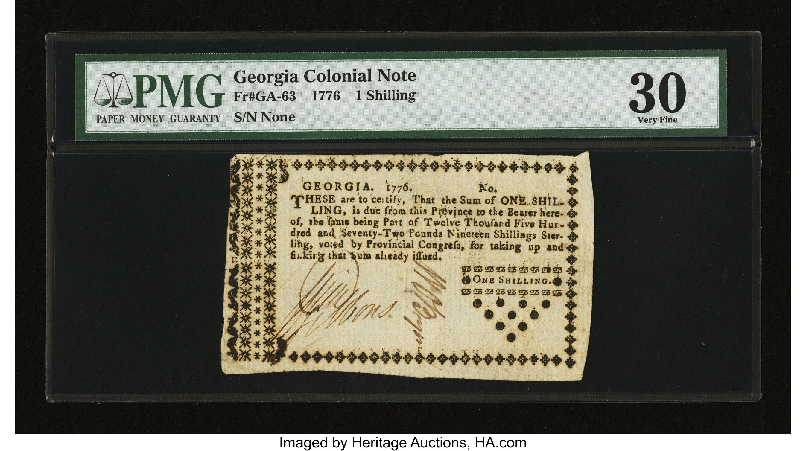 image for: Georgia 1776 1s PMG Very Fine 30....