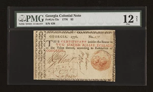 image for: Georgia 1776 $2 PMG Fine 12 NET....