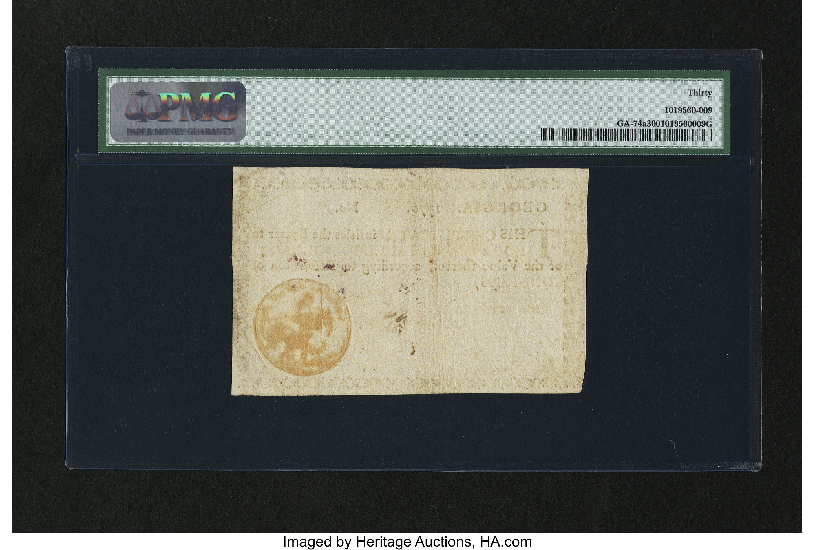 image for: Georgia 1776 $4 Orange Seal PMG Very Fine 30....