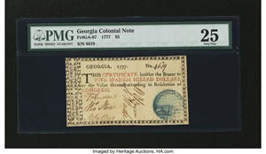 image for: Georgia 1777 $5 PMG Very Fine 25....
