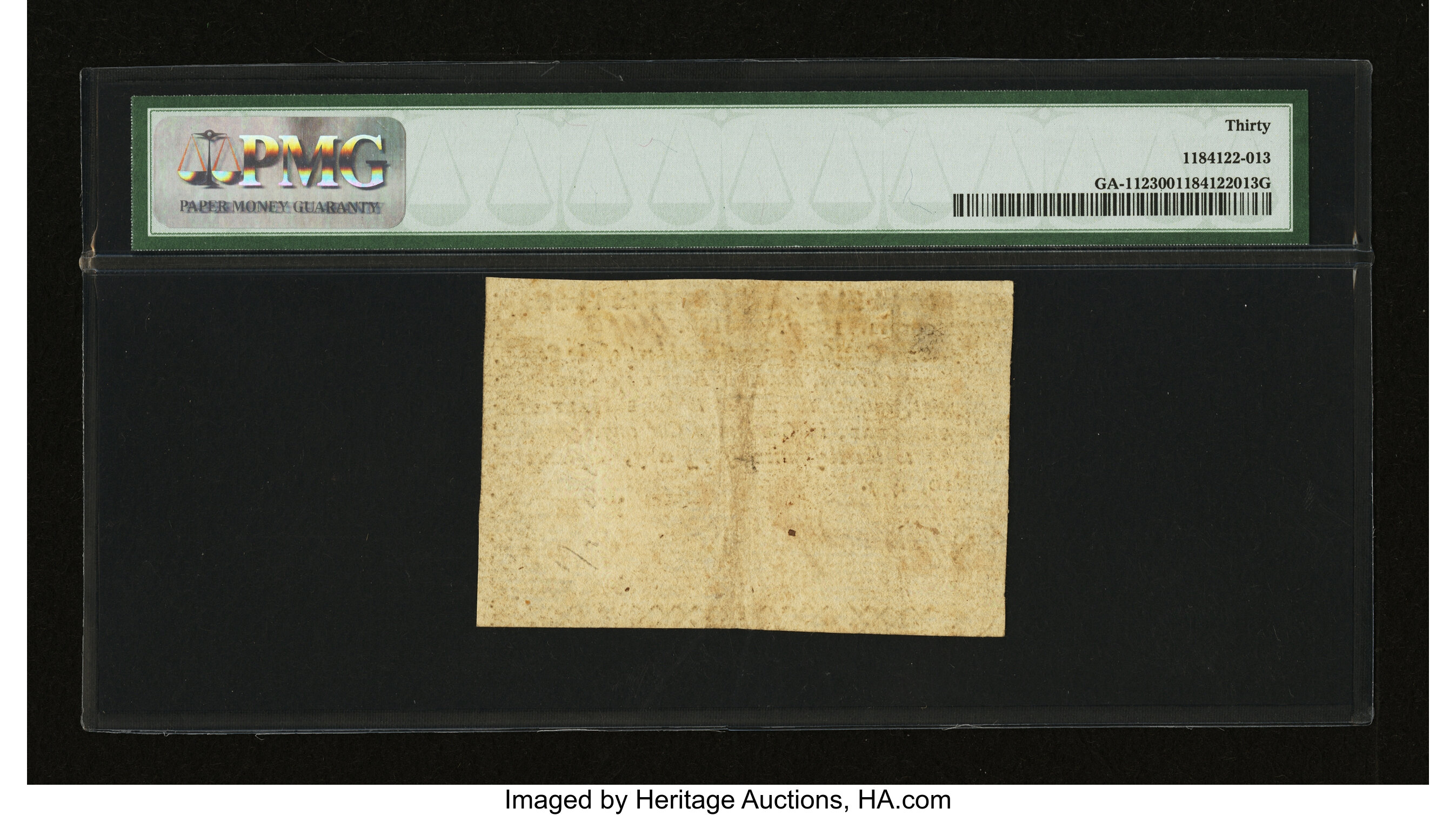 image for: Georgia September 10, 1777 $1/2 PMG Very Fine 30....