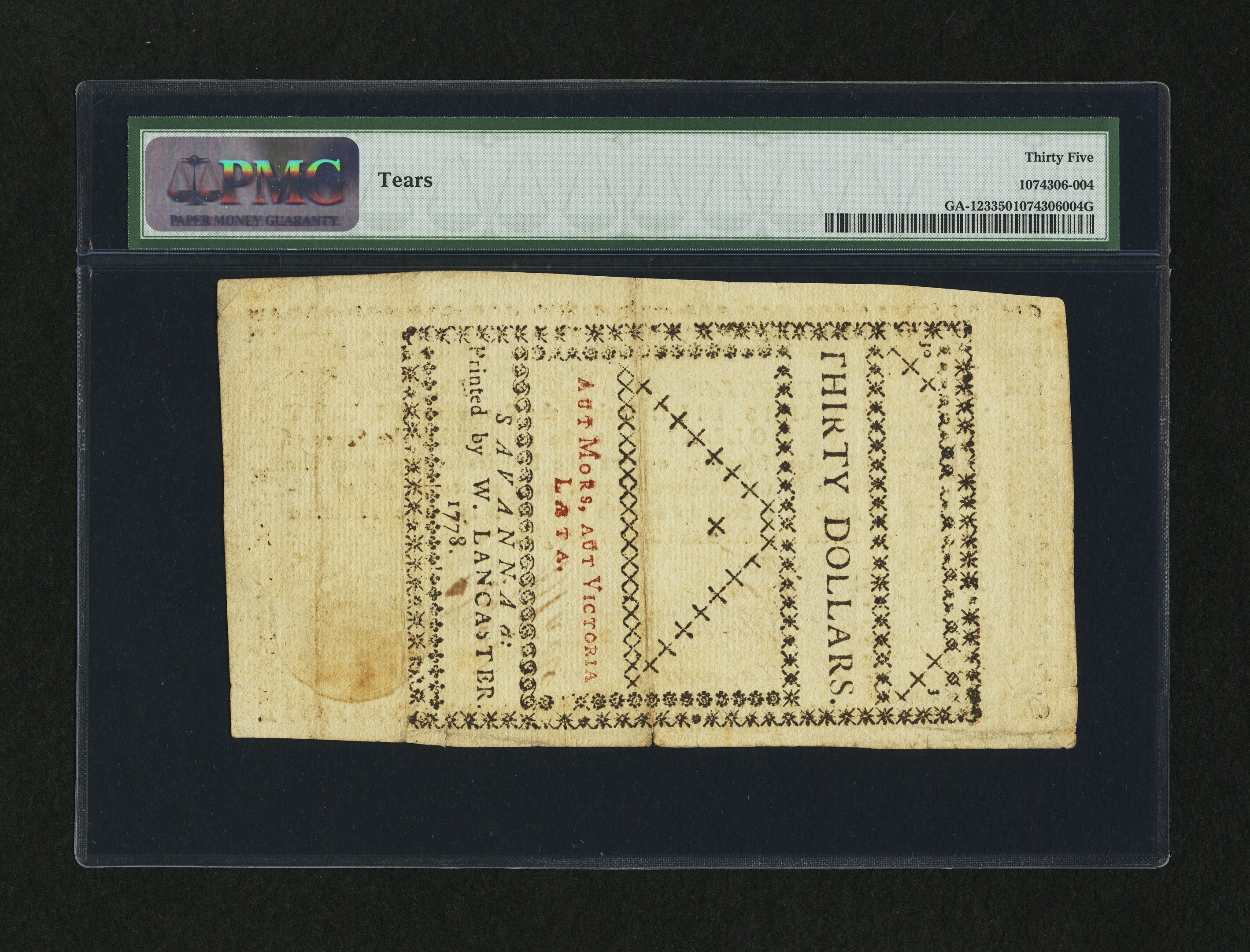 image for: Georgia May 4, 1778 $30 PMG Choice Very Fine 35....