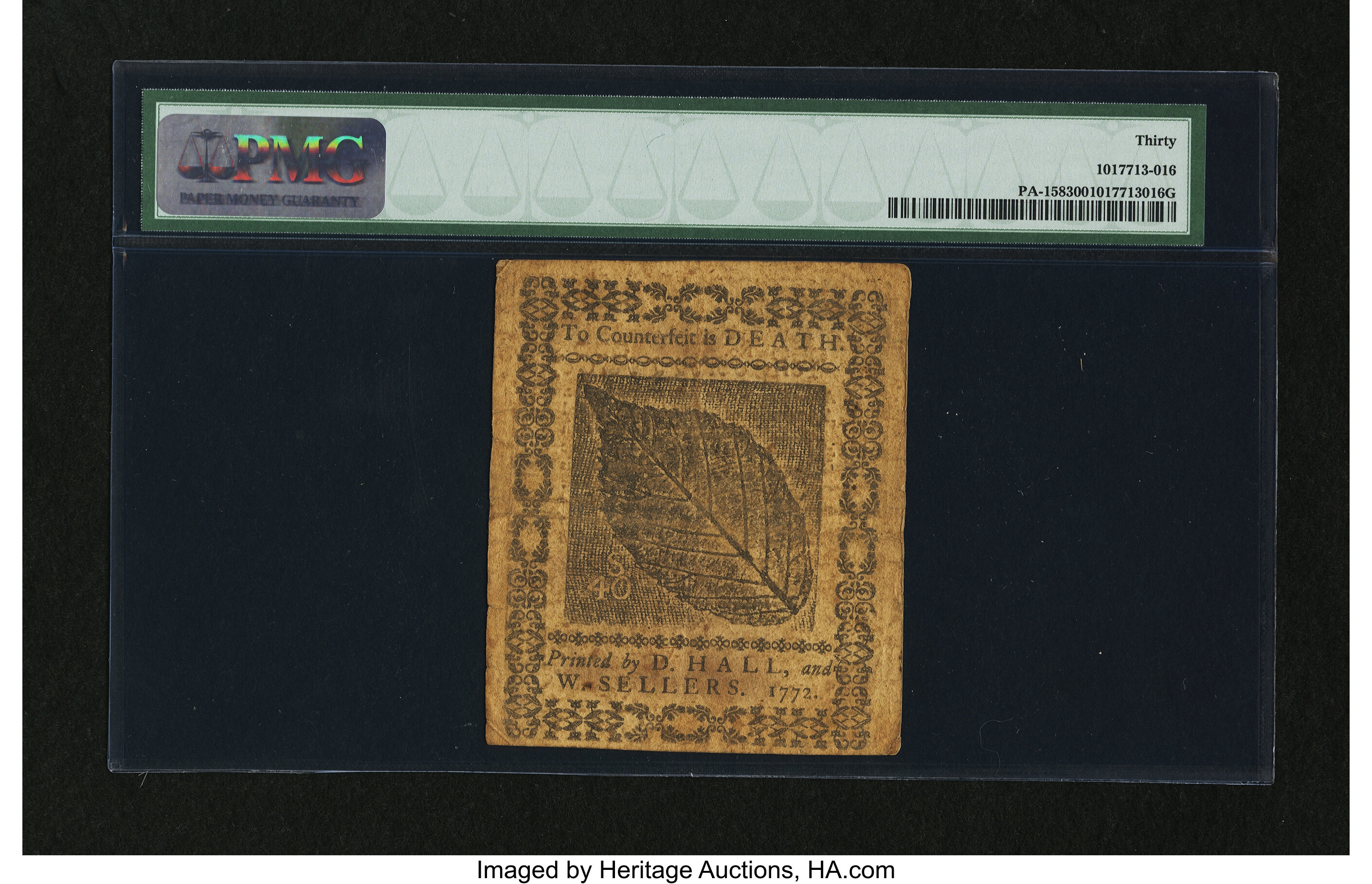 image for: Pennsylvania April 3, 1772 40s PMG Very Fine 30....