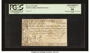 image for: South Carolina February 8, 1779 $100 PCGS Apparent About New 50....