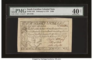 image for: South Carolina February 8, 1779 $100 PMG Extremely Fine 40 NET....