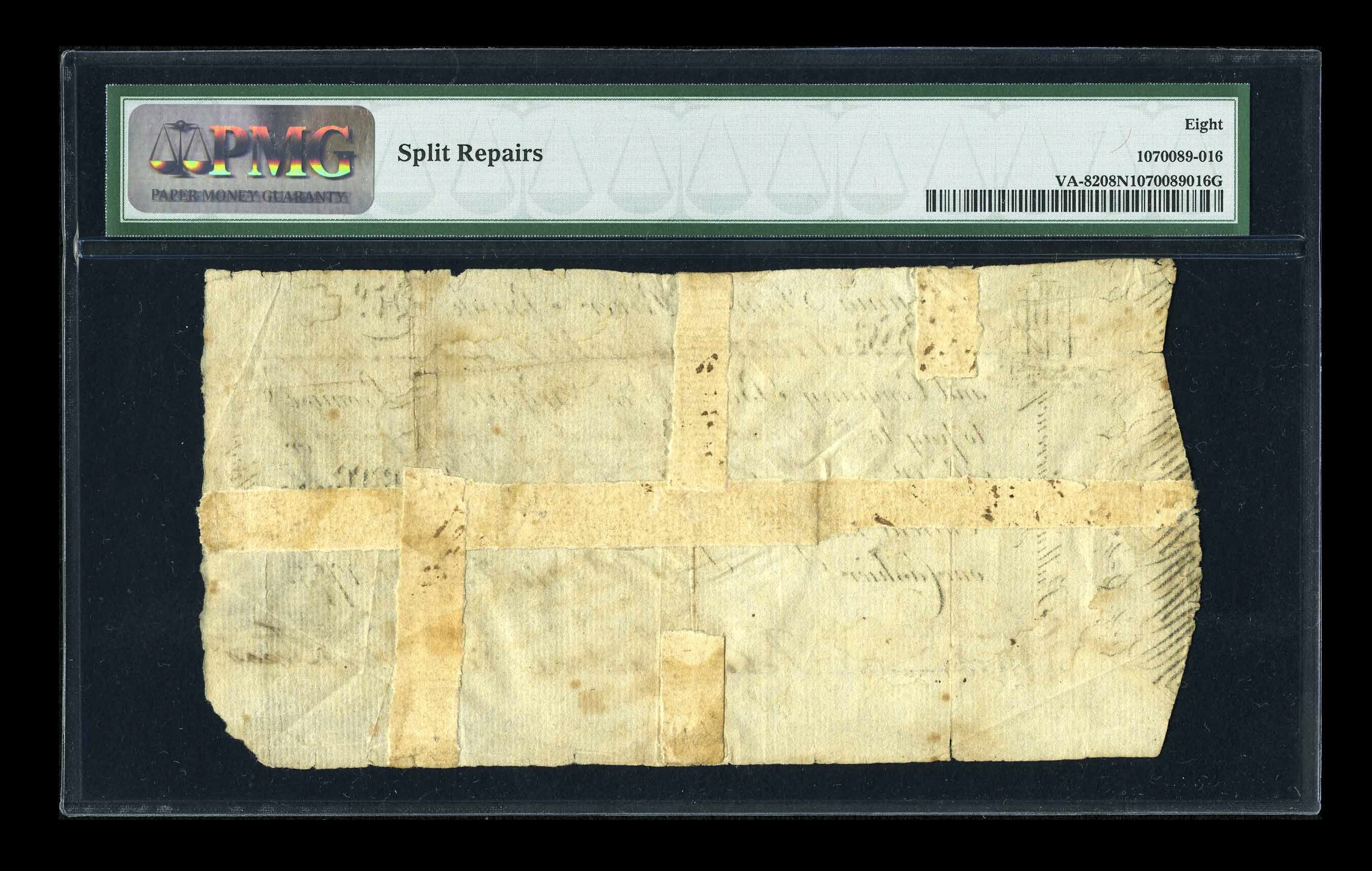 image for: Virginia September 1, 1775 20s PMG Very Good 8 NET. ...