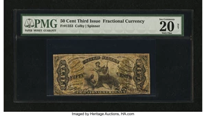 image for: Fr. 1353 50¢ Third Issue Justice PMG Very Fine 20 NET Right Side Restoration....
