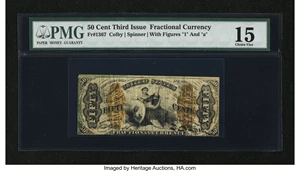 image for: Fr. 1367 50¢ Third Issue Justice PMG Choice Fine 15....
