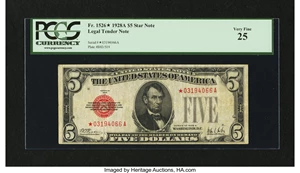 image for: Fr. 1526* $5 1928A Legal Tender Note. PCGS Very Fine 25....