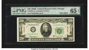 image for: Fr. 2064-G $20 1950E Federal Reserve Specimen Note. PMG Gem Uncirculated 65 EPQ....