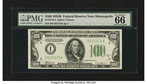 image for: Fr. 2154-I $100 1934B Federal Reserve Note. PMG Gem Uncirculated 66 EPQ....