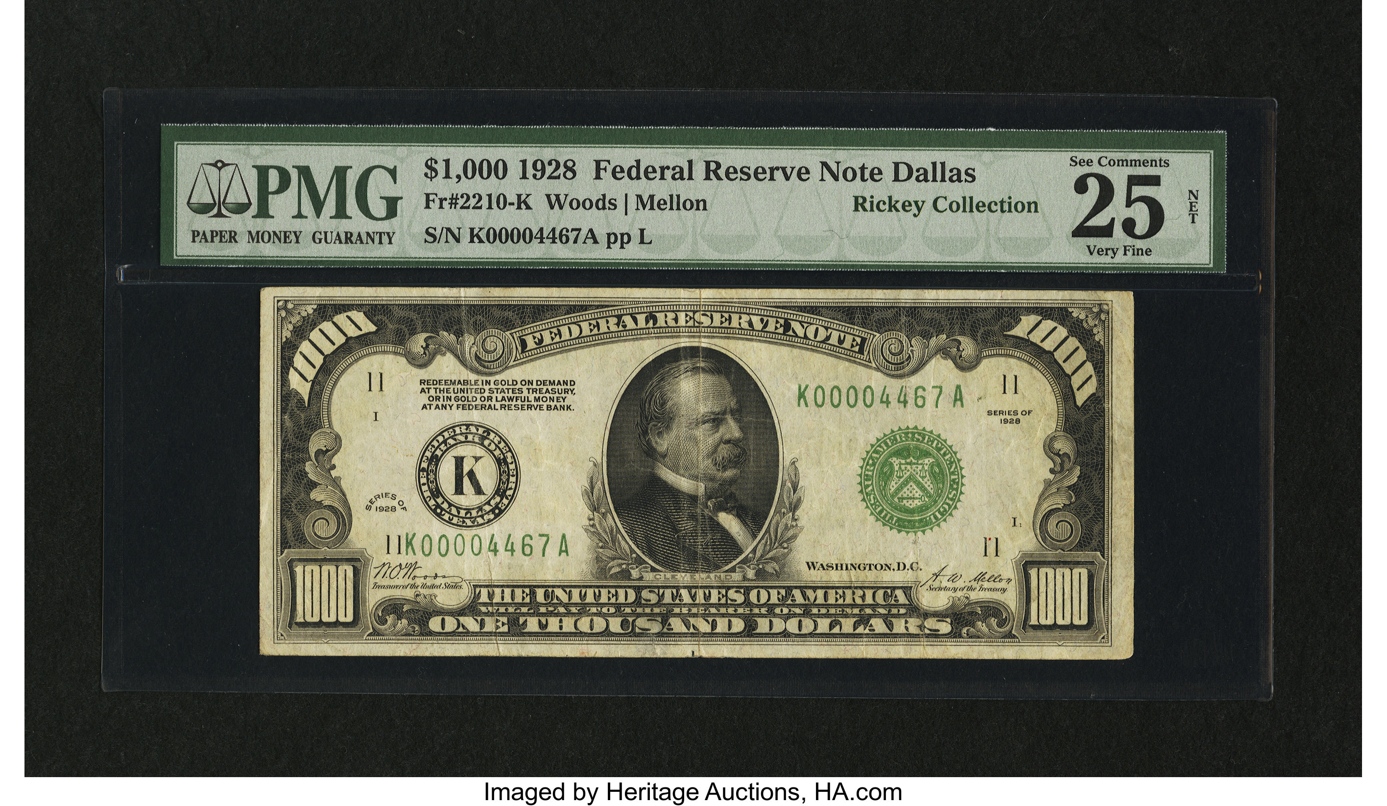 image for: Fr. 2210-K $1000 1928 Federal Reserve Note. PMG Very Fine 25 Net....